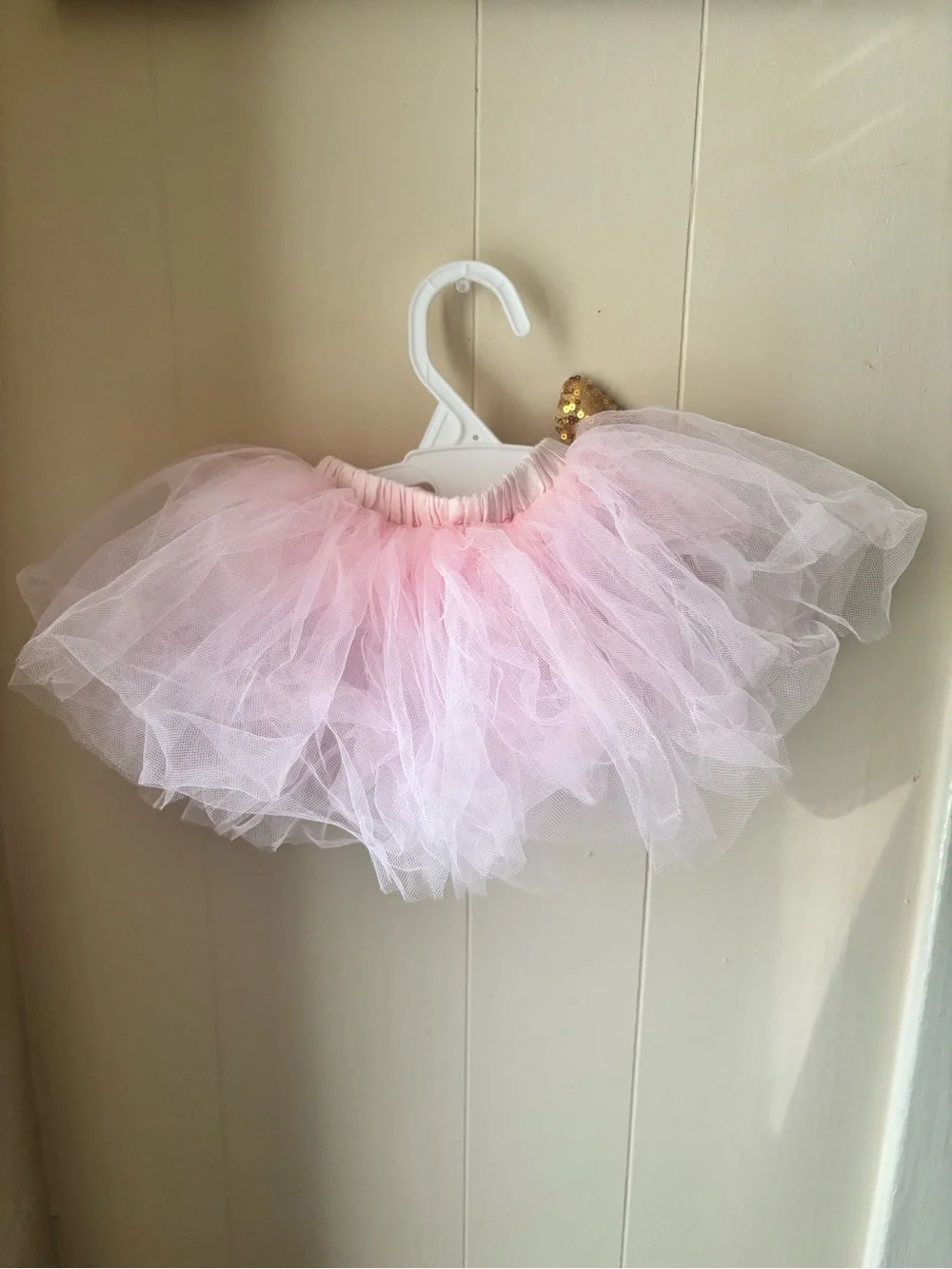 Pink Tulle Baby/Toddler Tutu with Gold Sequin Bow